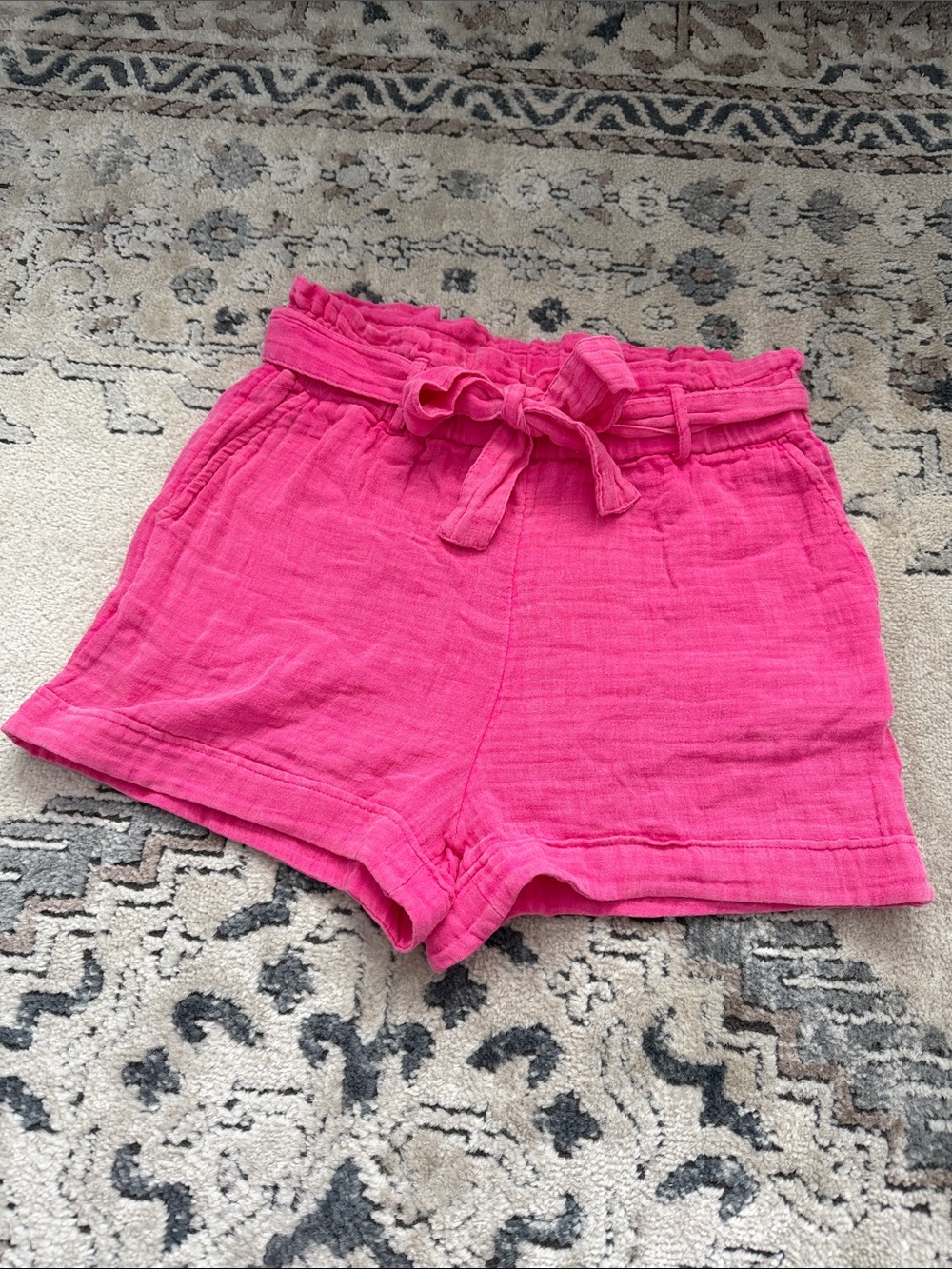Simply Southern Hot Pink High-Waist Paperbag Shorts with Tie size small